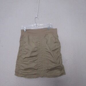 XCVI Wearables Skirt Medium Brown Ruche Mini Lagenlook Boho Hippie Pull On